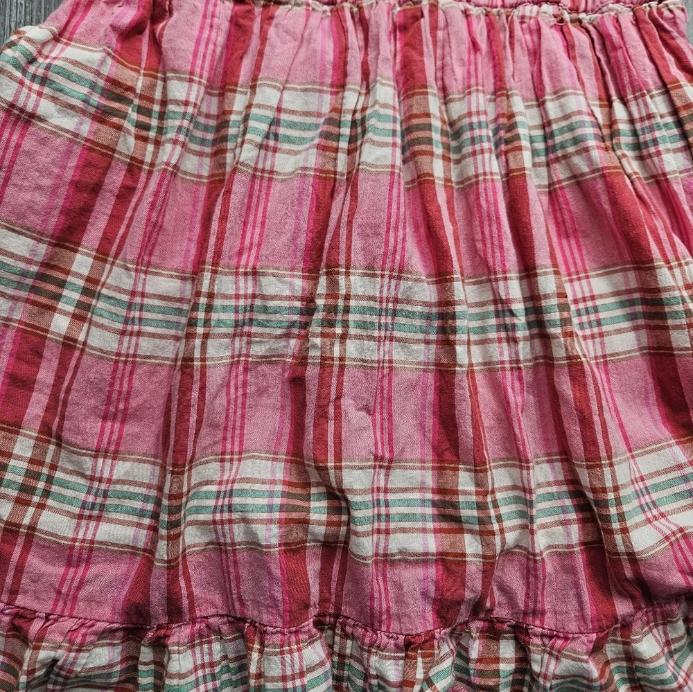 Crewcuts Girl's Pink Plaid Ruffle Sleeve Dress With Ruffle Hem Size 8